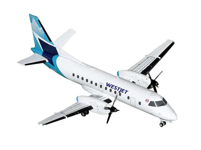 Saab 340B Commercial Aircraft "WestJet" (C-GOIA) White with Blue Stripes and Tail "Gemini 200" Series 1/200 Diecast Model Airplane by GeminiJets-GeminiJets-ModelCars.com