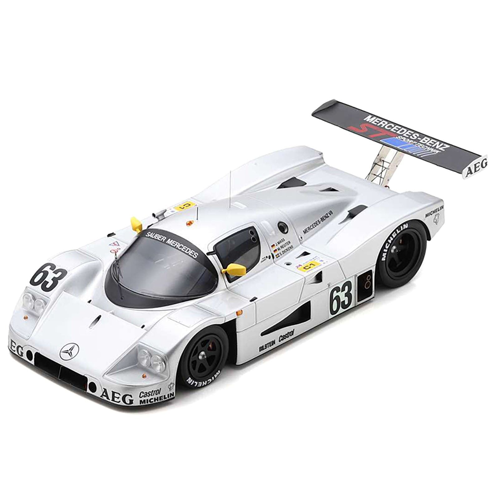 Sauber C9 63 Jochen Mass - Manuel Reuter - Stanley Dickens "Team Sauber Mercedes" Winner "24 Hours of Le Mans" (1989) with Acrylic Display Case 1/18 Model Car by Spark - Spark - ModelCars.com