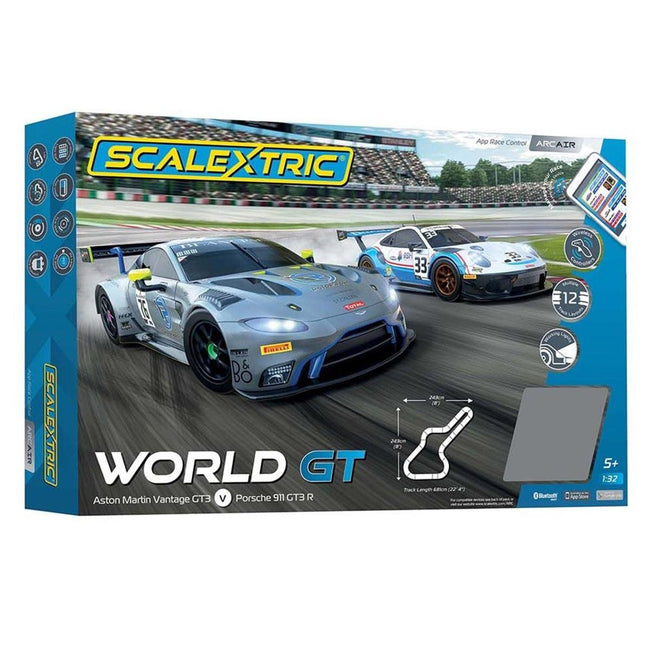 Scalextrics Scalextric ARC AIR - World GT w/Aston Martin Vantage GT3 & Porsche 911 GT3 R Cars-Scalextric-ModelCars.com