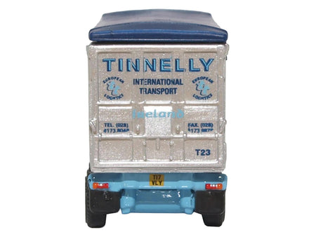 Scania T-Cab Truck RHD (Right Hand Drive) with Covered Dump Trailer "Tinnelly" White with Blue Graphics 1/148 (N) Scale Diecast Model Car by Oxford Diecast-Oxford Diecast-ModelCars.com