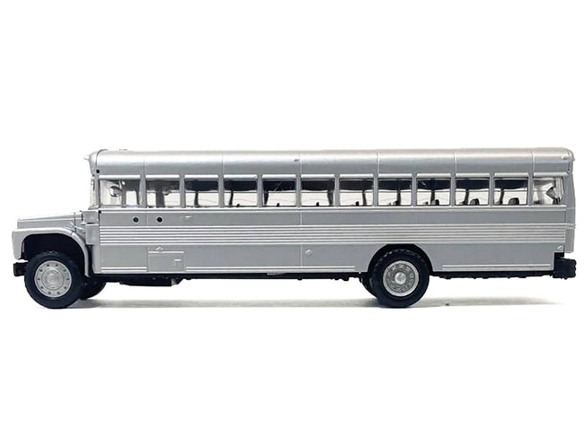 School Bus Silver Metallic 1/87 (HO) Plastic Model by Promotex-Promotex-ModelCars.com