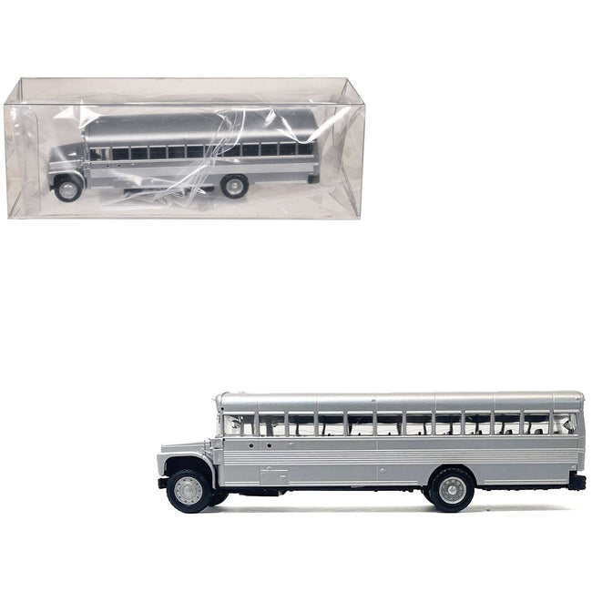 School Bus Silver Metallic 1/87 (HO) Plastic Model by Promotex-Promotex-ModelCars.com