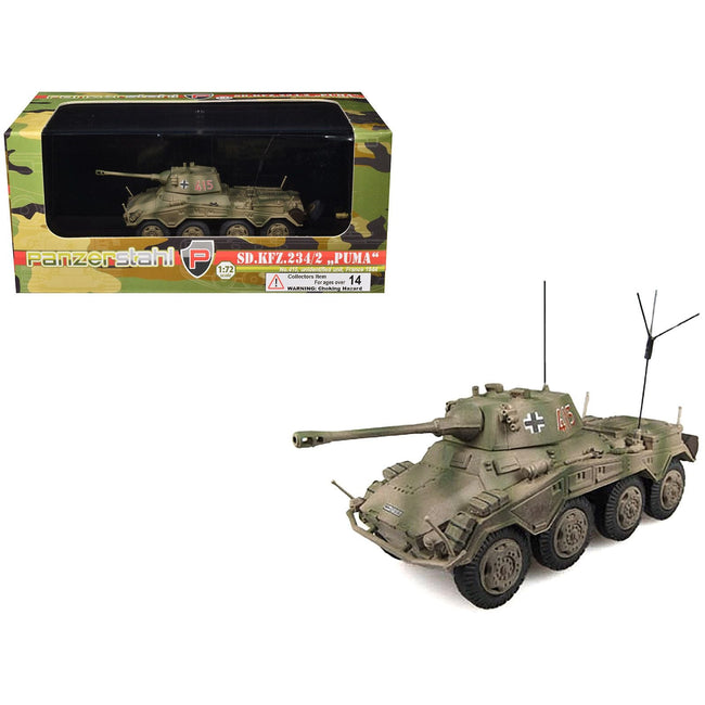 Sd.Kfz. 234/2 "Puma" Armored Vehicle "#415 Unidentified Unit France" (1944) German Army 1/72 Diecast Model by Panzerstahl-Panzerstahl-ModelCars.com