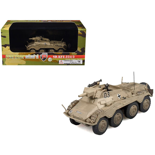Sd.Kfz. 234/3 Armored Vehicle "#0 3rd Panzer Division Hungary" (1945) German Army 1/72 Diecast Model by Panzerstahl-Panzerstahl-ModelCars.com