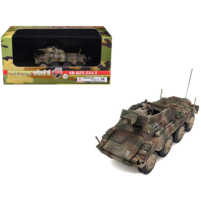 Sd.Kfz. 234/3 Armored Vehicle "1st Panzer Division Hungary" (1945) German Army 1/72 Diecast Model by Panzerstahl-Panzerstahl-ModelCars.com