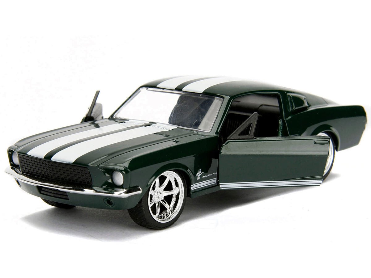 Sean's Ford Mustang Dark Green with White Stripes "Fast & Furious" Movie 1/32 Diecast Model Car by Jada-Jada-ModelCars.com