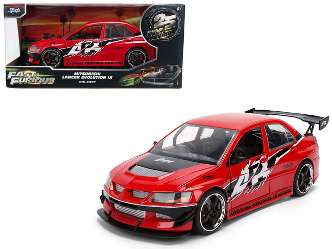 Sean's Mitsubishi Lancer Evolution IX RHD (Right Hand Drive) Red with Graphics "The Fast and the Furious: Tokyo Drift" (2006) Movie "Fast & Furious 25 Years" Series 1/24 Diecast Model Car by Jada-Jada-ModelCars.com