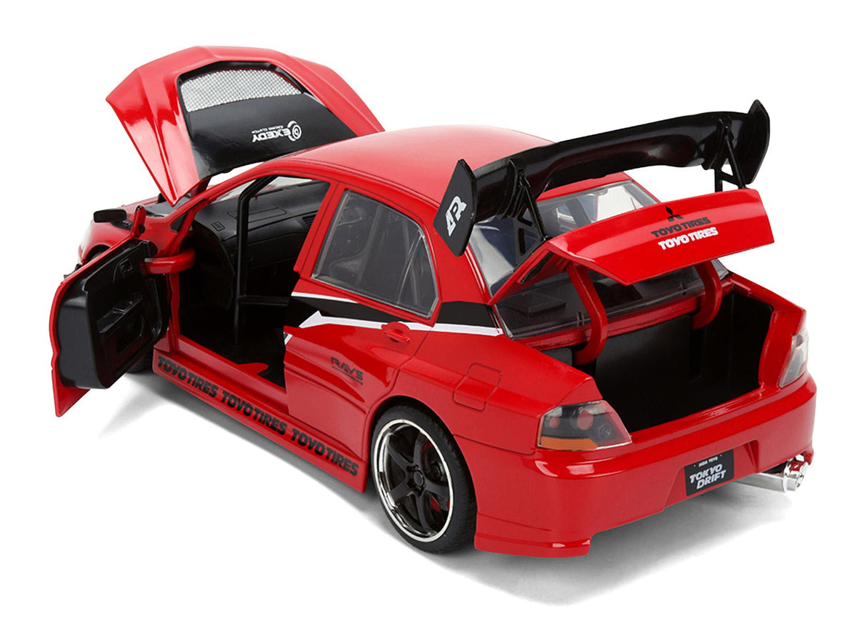 Sean's Mitsubishi Lancer Evolution IX RHD (Right Hand Drive) Red with Graphics "The Fast and the Furious: Tokyo Drift" (2006) Movie "Fast & Furious 25 Years" Series 1/24 Diecast Model Car by Jada-Jada-ModelCars.com