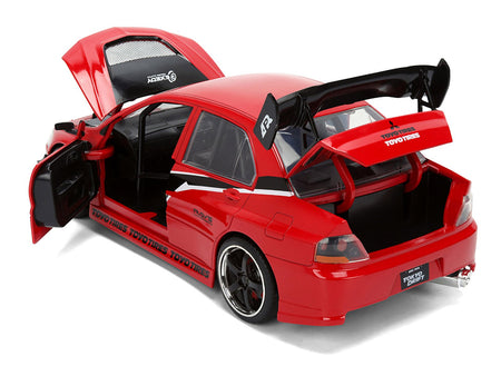 Sean's Mitsubishi Lancer Evolution IX RHD (Right Hand Drive) Red with Graphics "The Fast and the Furious: Tokyo Drift" (2006) Movie "Fast & Furious 25 Years" Series 1/24 Diecast Model Car by Jada-Jada-ModelCars.com