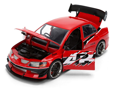 Sean's Mitsubishi Lancer Evolution IX RHD (Right Hand Drive) Red with Graphics "The Fast and the Furious: Tokyo Drift" (2006) Movie "Fast & Furious 25 Years" Series 1/24 Diecast Model Car by Jada-Jada-ModelCars.com
