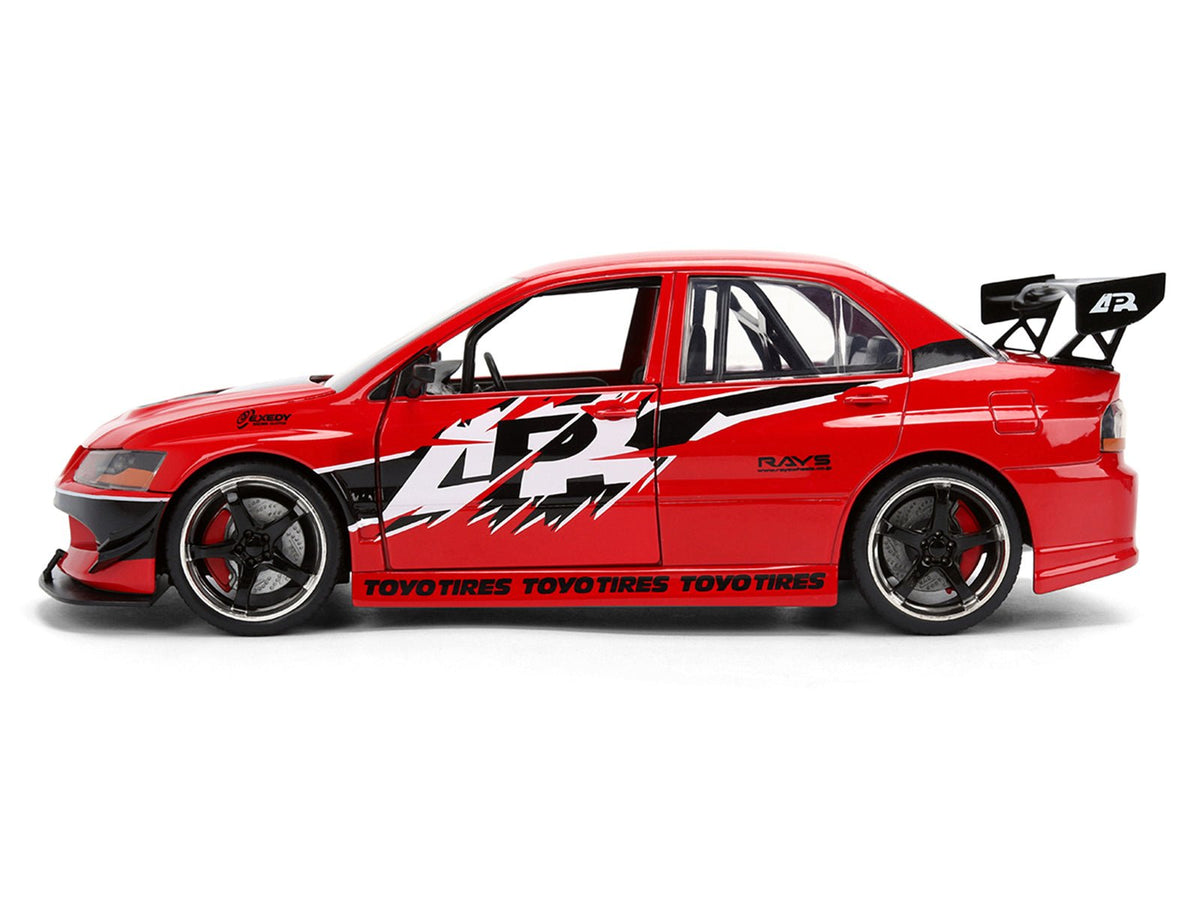 Sean's Mitsubishi Lancer Evolution IX RHD (Right Hand Drive) Red with Graphics "The Fast and the Furious: Tokyo Drift" (2006) Movie "Fast & Furious 25 Years" Series 1/24 Diecast Model Car by Jada-Jada-ModelCars.com
