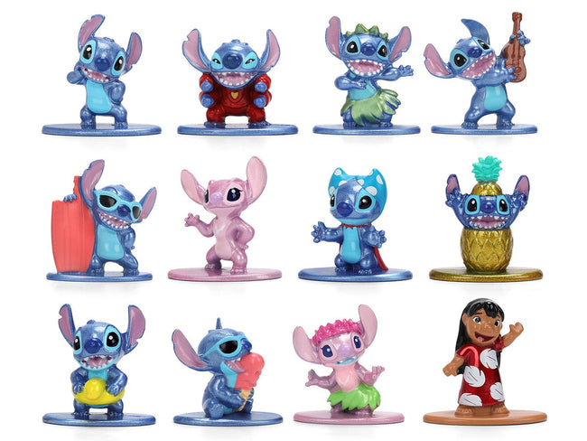 Set of 12 Diecast Figures "Disney's Stitch" Franchise "Nano Metalfigs" Series Diecast models by Jada-Jada-ModelCars.com