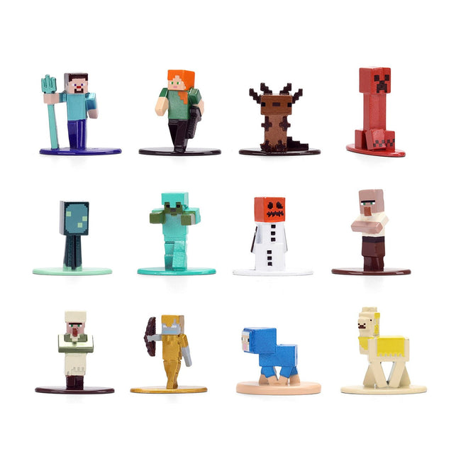 Set of 12 Diecast Figures "Minecraft" Video Game "Nano Metalfigs" Series Diecast Models by Jada-Jada-ModelCars.com