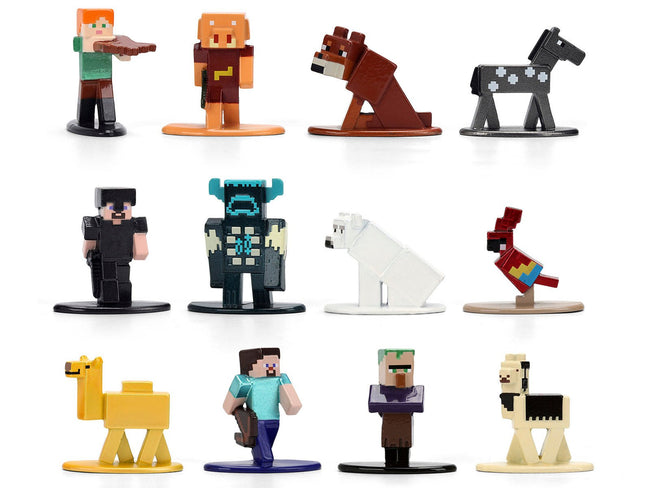 Set of 12 Diecast Figures "Minecraft" Video Game Wave 2 "Nano Metalfigs" Series Diecast models by Jada-Jada-ModelCars.com