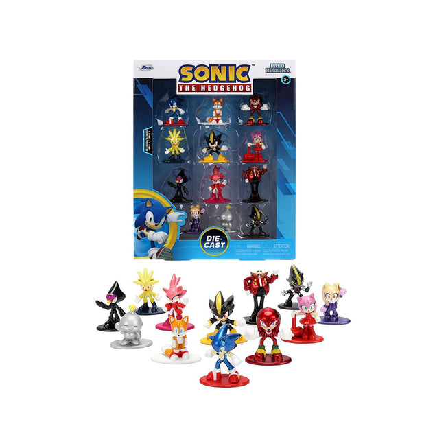 Set of 12 Diecast Figures "Sonic The Hedgehog" Video Games "Nano Metalfigs" Series Diecast Models by Jada-Jada-ModelCars.com