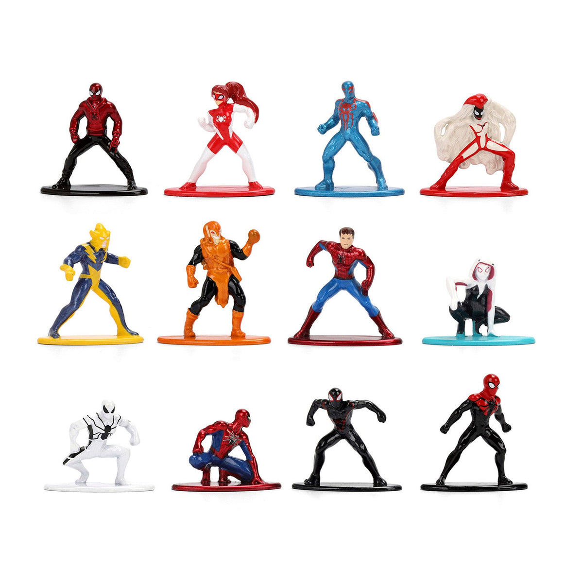 Set of 12 Diecast Figures "Spider-Man" Franchise "Nano Metalfigs" Series Diecast Models by Jada-Jada-ModelCars.com