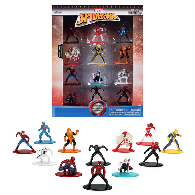 Set of 12 Diecast Figures "Spider-Man" Franchise "Nano Metalfigs" Series Diecast Models by Jada-Jada-ModelCars.com