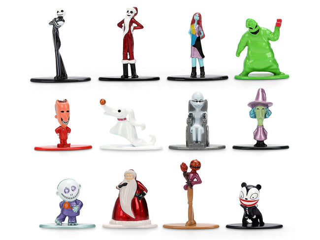 Set of 12 Diecast Figures "The Nightmare Before Christmas" (1993) Movie "Nano Metalfigs" Series Diecast Models by Jada-Jada-ModelCars.com