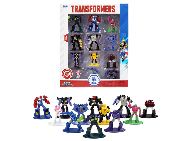Set of 12 Diecast Figures "Transformers" Franchise "Nano Metalfigs" Series Diecast Models by Jada-Jada-ModelCars.com