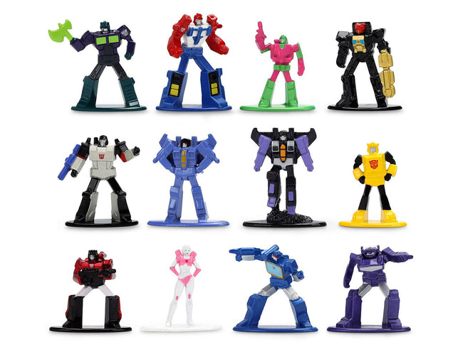 Set of 12 Diecast Figures "Transformers" Franchise "Nano Metalfigs" Series Diecast Models by Jada-Jada-ModelCars.com