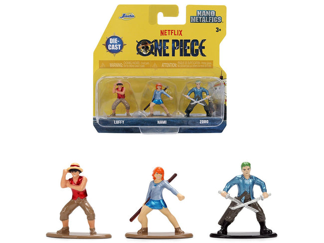 Set of 3 Diecast Figures "One Piece" (2023-Current) TV Series "Nano Metalfigs" Series Diecast Models by Jada-Jada-ModelCars.com