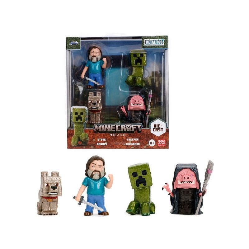Set of 4 Diecast Figures "A Minecraft Movie" (2025) Movie "Metalfigs" Series Diecast Models by Jada-Jada-ModelCars.com