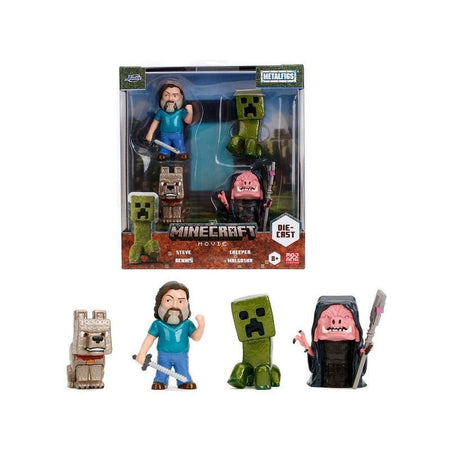 Set of 4 Diecast Figures "A Minecraft Movie" (2025) Movie "Metalfigs" Series Diecast Models by Jada-Jada-ModelCars.com