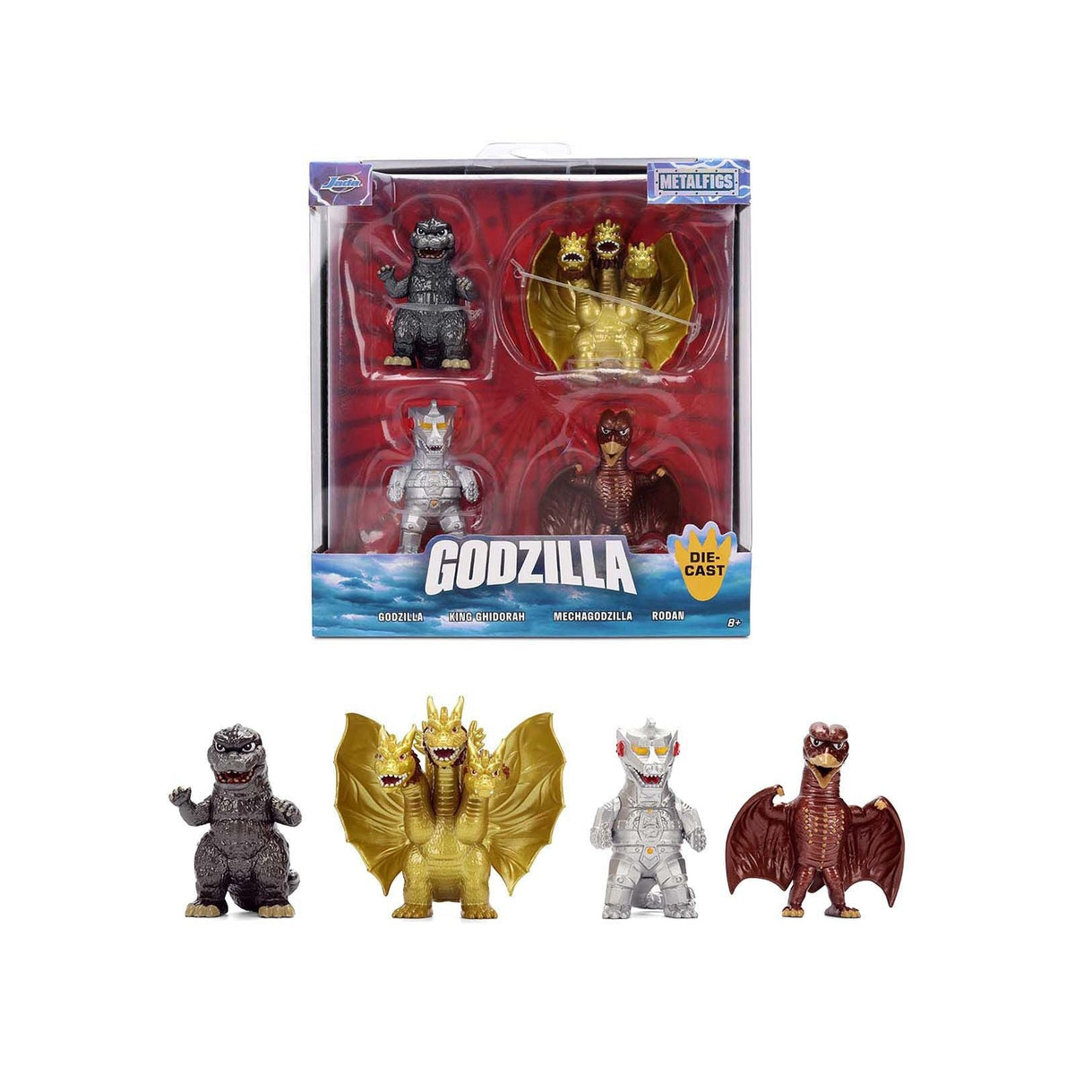 Set of 4 Diecast Figures "Godzilla" Franchise "Metalfigs" Series by Jada-Jada-ModelCars.com