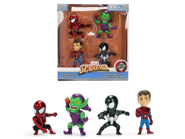 Set of 4 Diecast Figures "Spider-Man" Wave 3 "Metalfigs" Series Diecast Models by Jada-Jada-ModelCars.com
