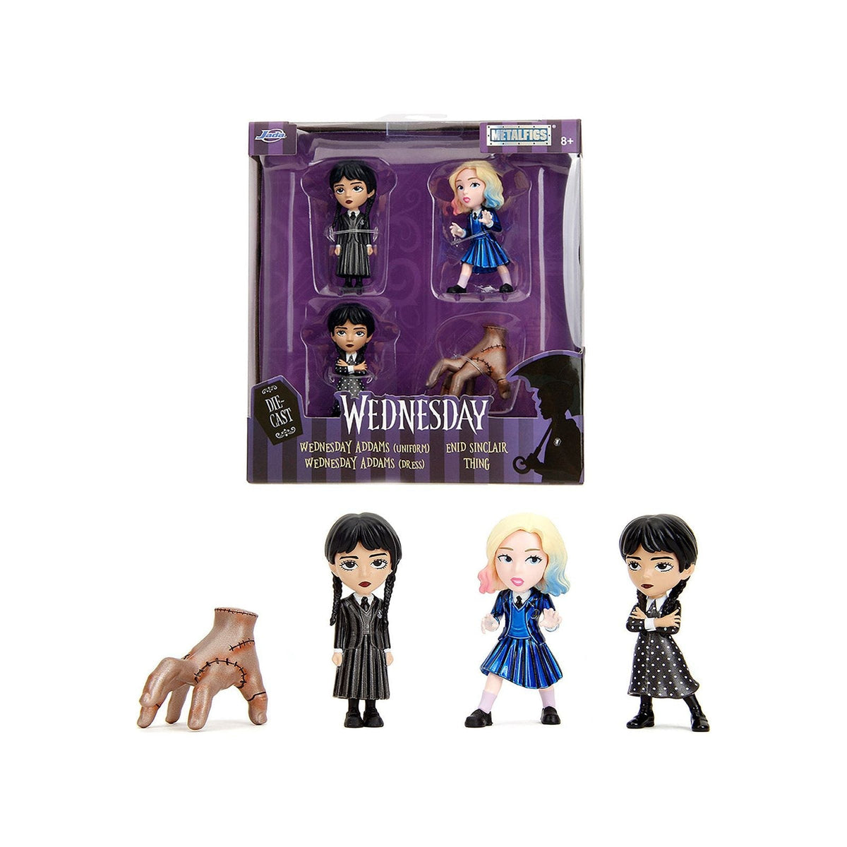 Set of 4 Diecast Figures "Wednesday" (2022-Current) TV Series "Metalfigs" Series Diecast Models by Jada-Jada-ModelCars.com