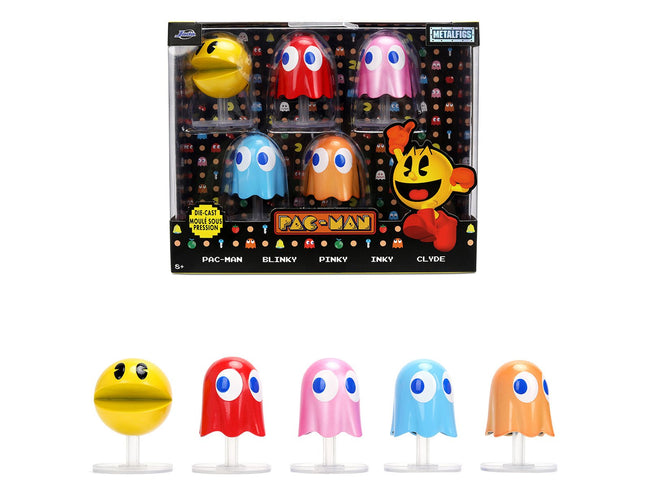 Set of 5 Diecast Figures "Pac-Man" (1980) Video Game "Metalfigs" Series Diecast Models by Jada-Jada-ModelCars.com