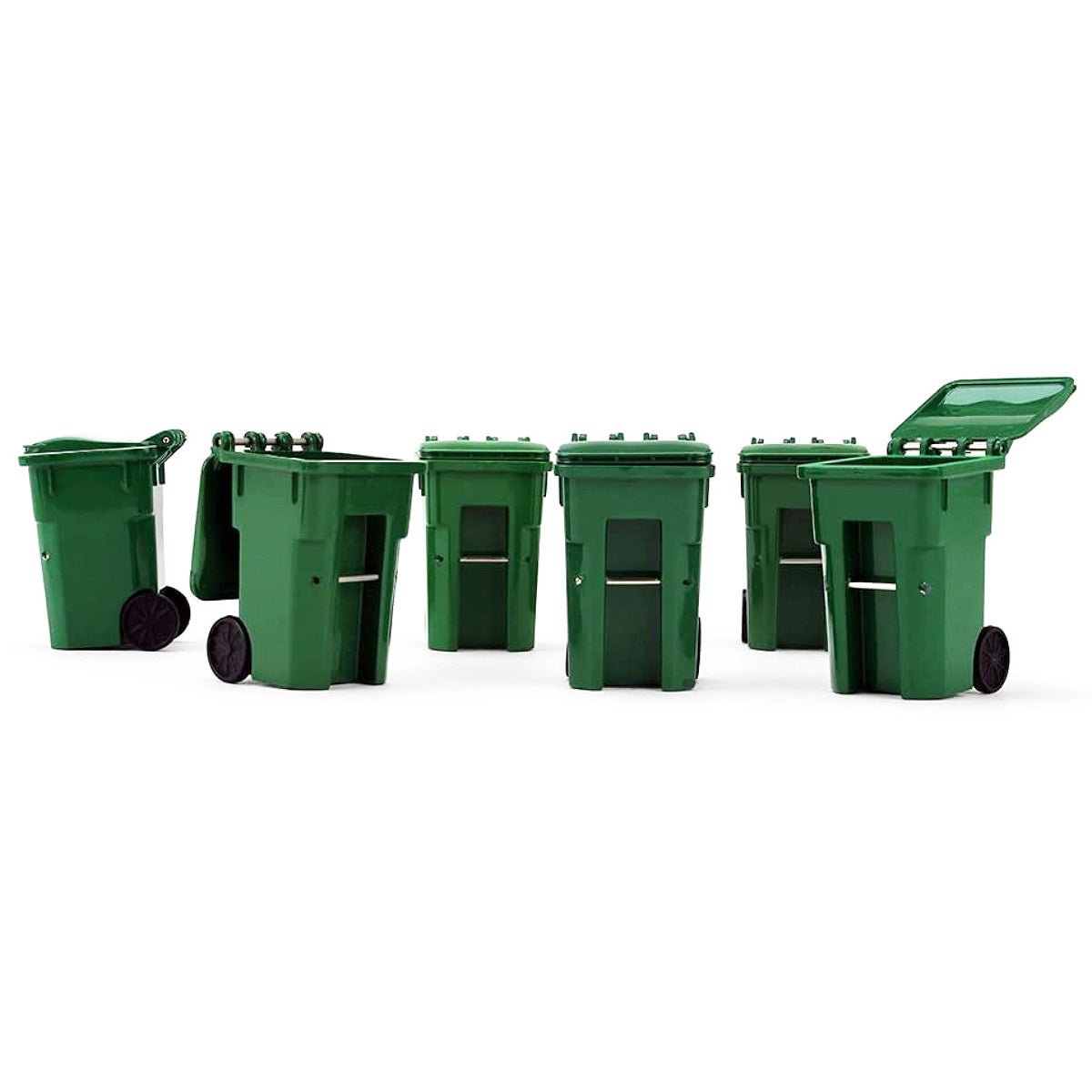Set of 6 Green Garbage Trash Bin Containers Replica 1/34 Models by First Gear-First Gear-ModelCars.com