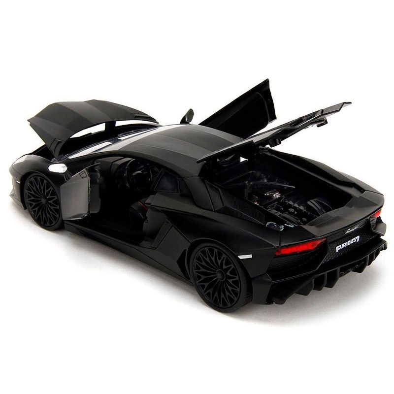Shaw's Lamborghini Aventador Matt Black "Furious 7" (2015) Movie "Fast & Furious" Series 1/24 Diecast Model Car by Jada - Jada - ModelCars.com