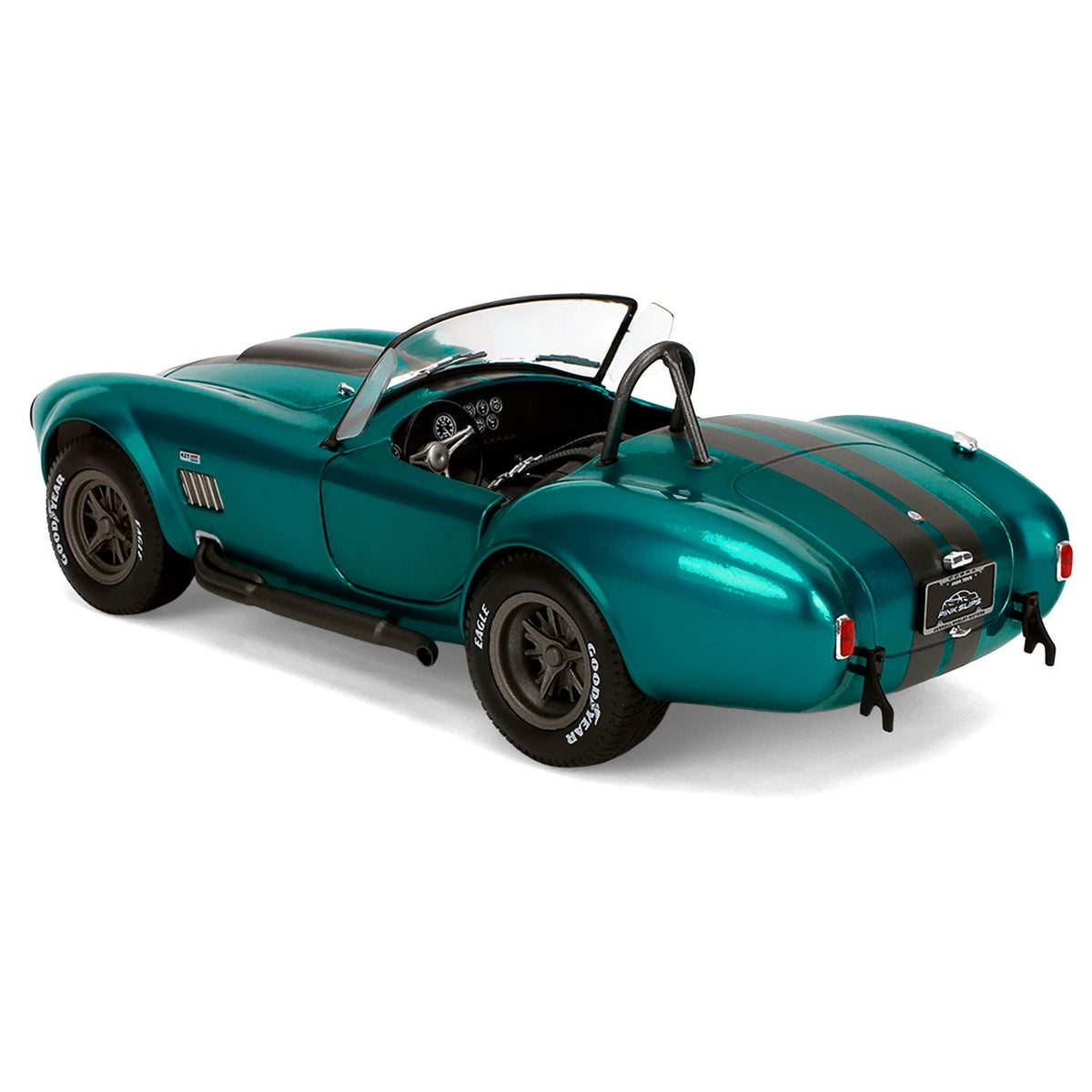 Shelby Cobra 427 MKII Teal Metallic with Gray Stripes "Pink Slips" Series 1/18 Diecast Model Car by Jada-Jada-ModelCars.com