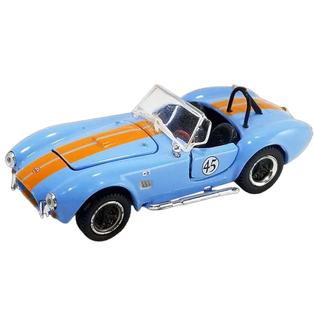 Shelby Cobra 427 S/C 45 Light Blue with Orange Stripes "Shelby Collectibles" Series 1/64 Diecast Model Car by ACME - Acme - ModelCars.com