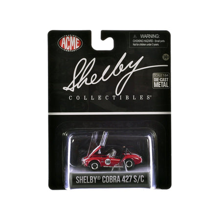 Shelby Cobra 427 S/C 98 Red with White Stripes "Shelby Collectibles" Series 1/64 Diecast Model Car by ACME - Acme - ModelCars.com