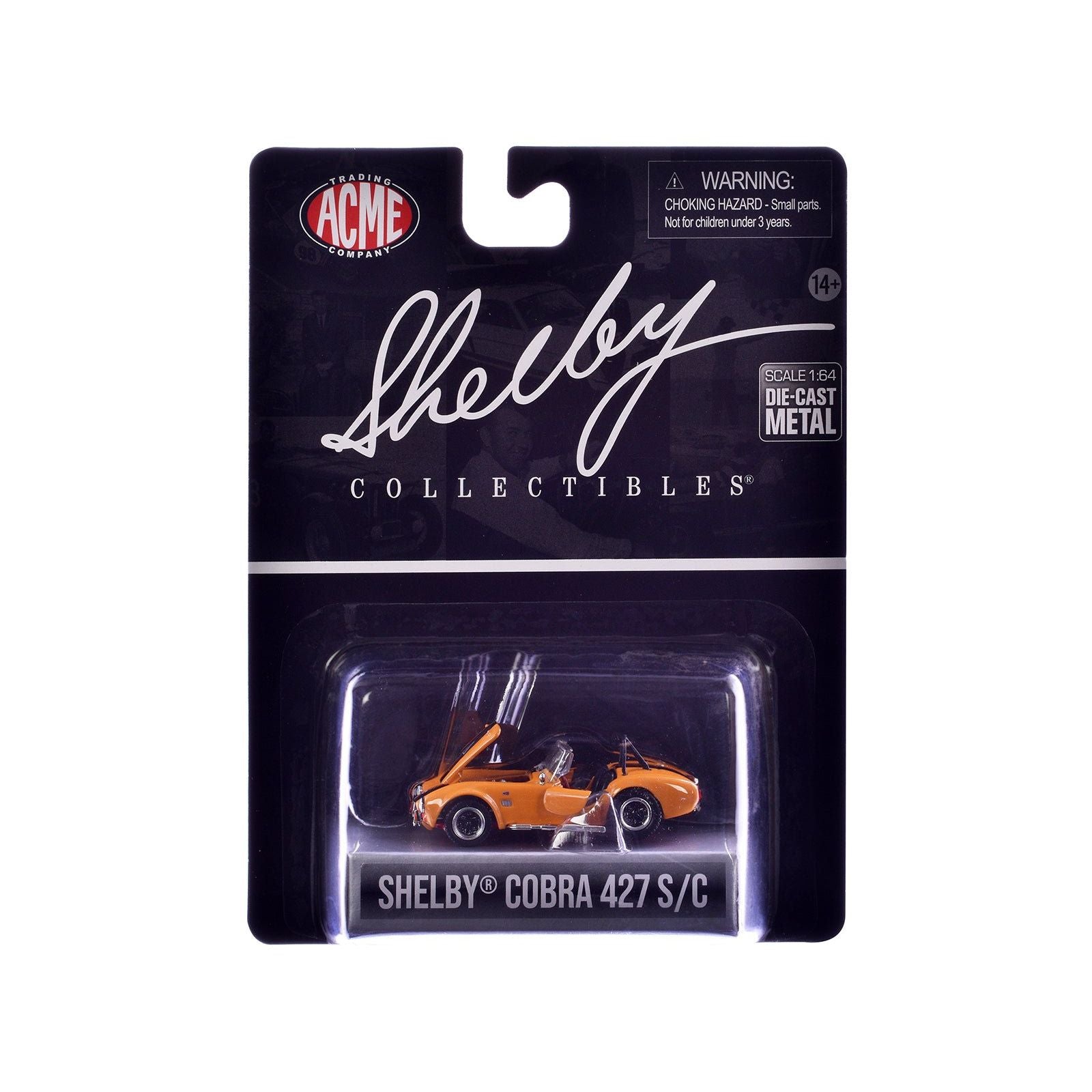 Shelby Cobra 427 S/C Orange with Black Stripes "Shelby Collectibles" Series 1/64 Diecast Model Car by ACME - Acme - ModelCars.com