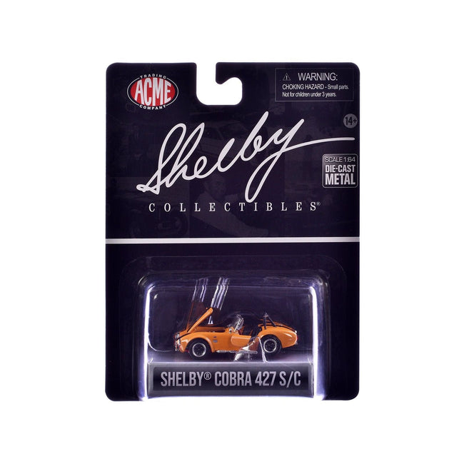 Shelby Cobra 427 S/C Orange with Black Stripes "Shelby Collectibles" Series 1/64 Diecast Model Car by ACME-Acme-ModelCars.com