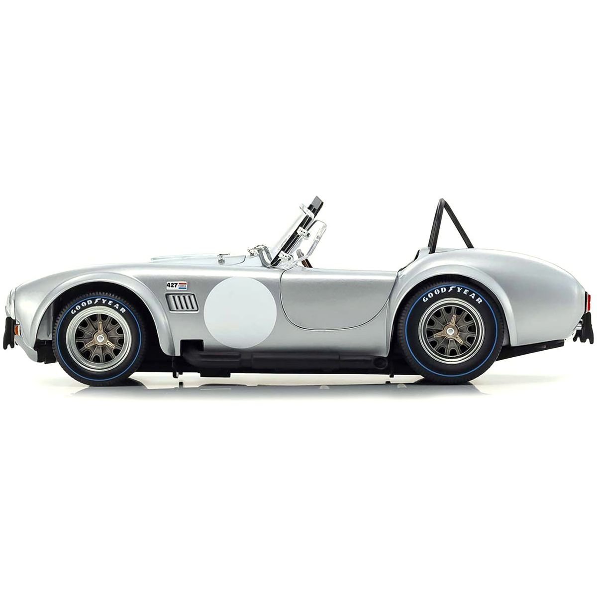 Shelby Cobra 427 S/C Silver Metallic with White Stripes 1/18 Diecast Model Car by Kyosho-Kyosho-ModelCars.com