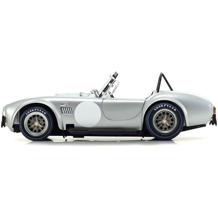 Shelby Cobra 427 S/C Silver Metallic with White Stripes 1/18 Diecast Model Car by Kyosho-Kyosho-ModelCars.com