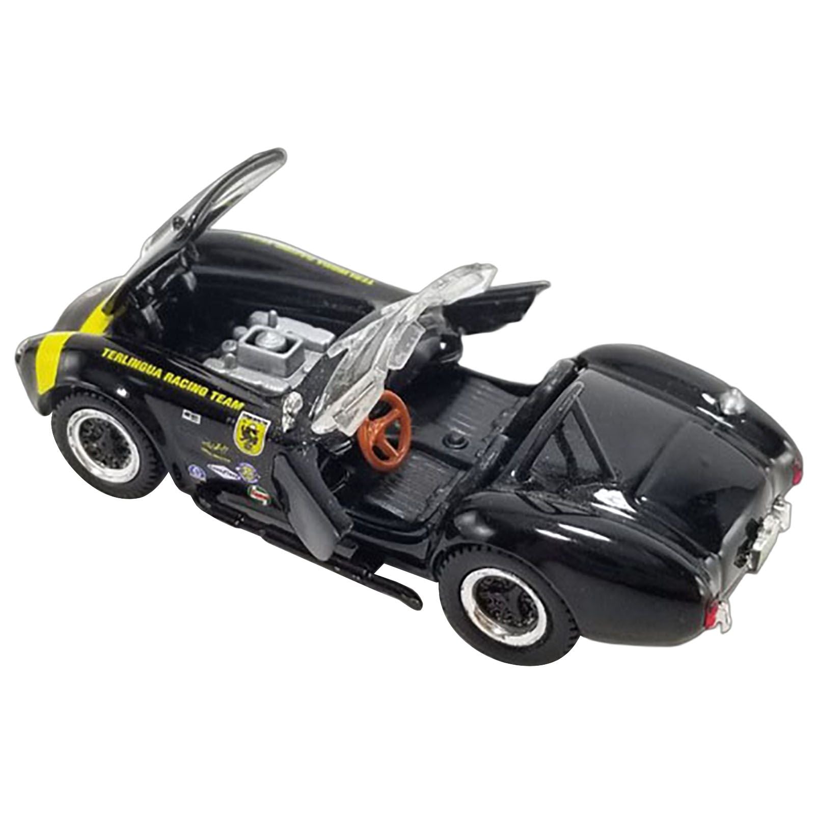 Shelby Cobra 427 S/C "Terlingua Racing Team" Black with Yellow Stripe "Shelby Collectibles" Series 1/64 Diecast Model Car by ACME - Acme - ModelCars.com