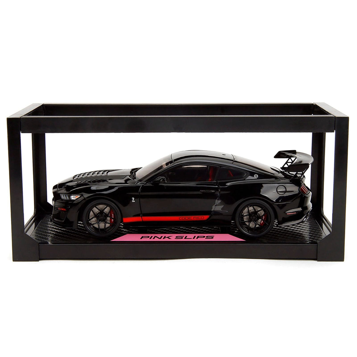 Shelby GT500 "Code Red" Black with Red Stripes "Pink Slips" Series 1/18 Diecast Model Car by Jada-Jada-ModelCars.com