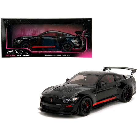 Shelby GT500 "Code Red" Black with Red Stripes "Pink Slips" Series 1/18 Diecast Model Car by Jada-Jada-ModelCars.com