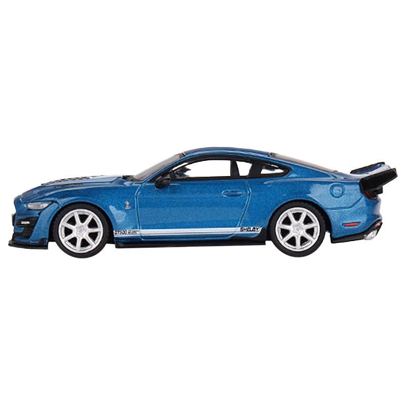Shelby GT500 Dragon Snake Concept Ford Performance Blue Metallic with White Stripes Limited Edition to 4200 pieces Worldwide 1/64 Diecast Model Car by Mini GT - Mini GT - ModelCars.com
