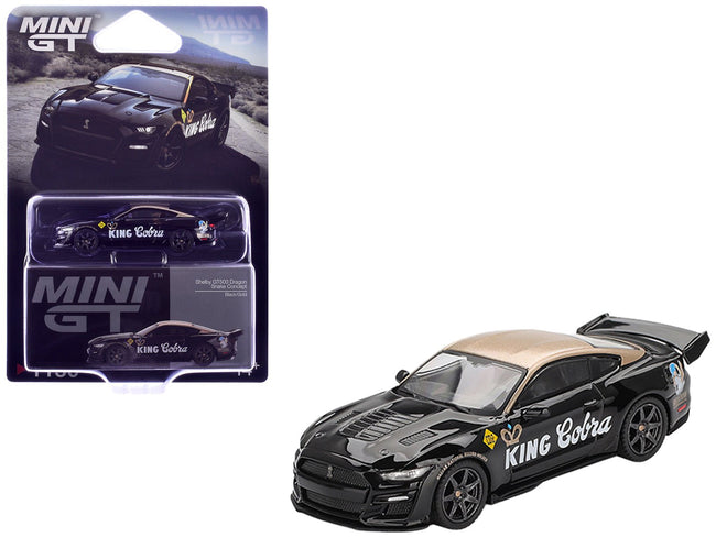 Shelby GT500 Dragon Snake Concept "King Cobra" Black with Gold Metallic Top Limited Edition 1/64 Diecast Model Car by Mini GT-Mini GT-ModelCars.com