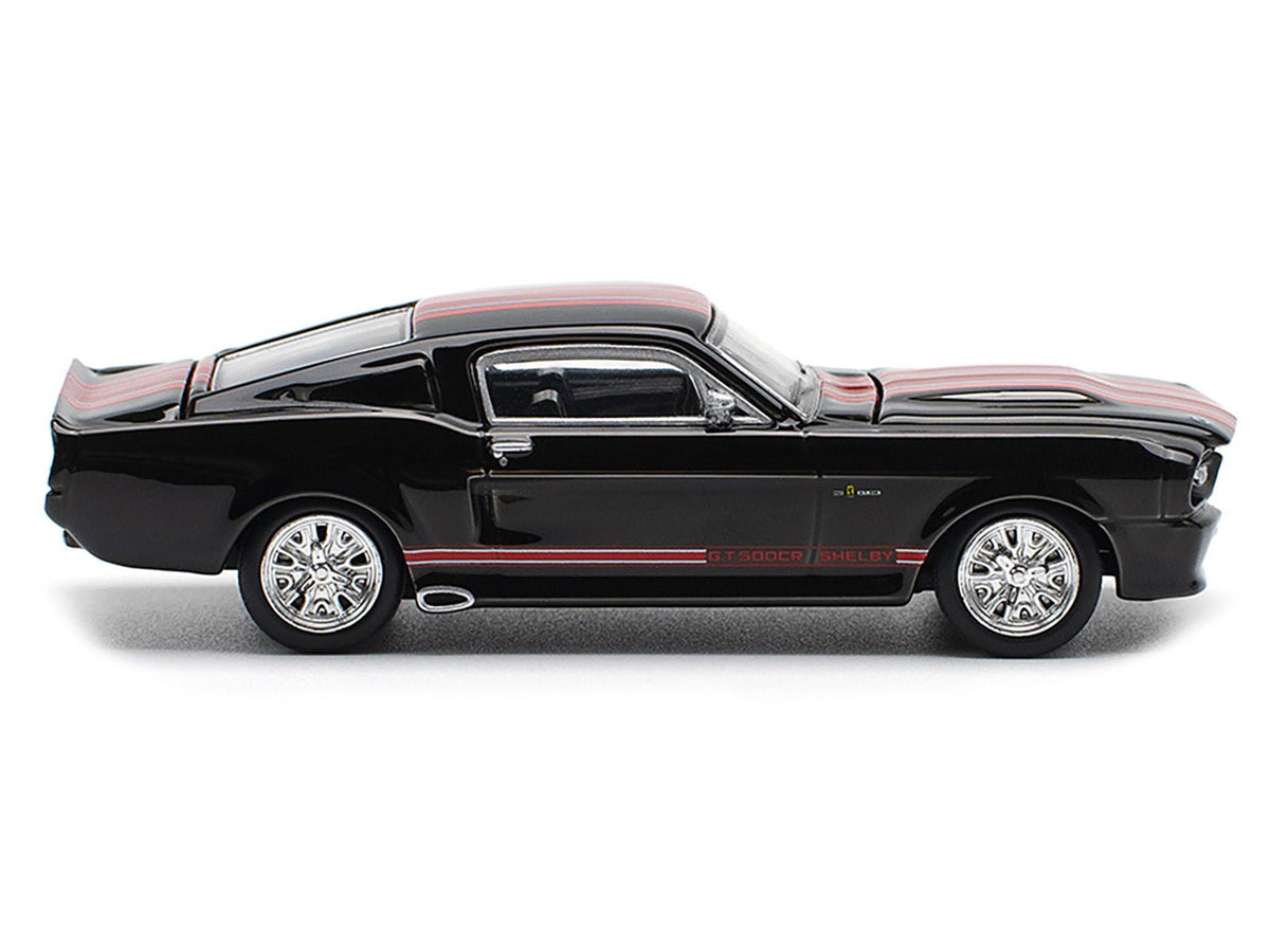 Shelby Mustang GT500 Dark Chrome with Red Stripes 1/64 Diecast Model Car by Pop Race-Pop Race-ModelCars.com