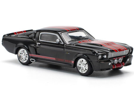 Shelby Mustang GT500 Dark Chrome with Red Stripes 1/64 Diecast Model Car by Pop Race-Pop Race-ModelCars.com