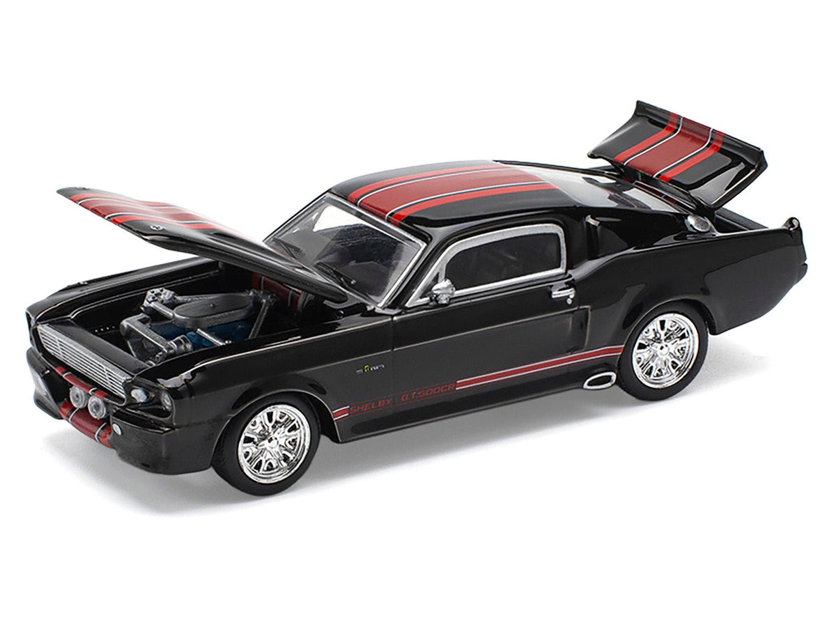 Shelby Mustang GT500 Dark Chrome with Red Stripes 1/64 Diecast Model Car by Pop Race-Pop Race-ModelCars.com