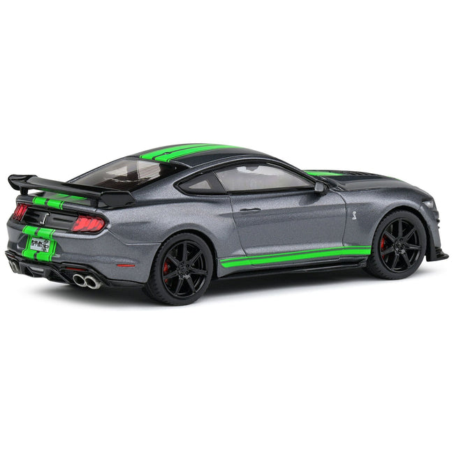 Shelby Mustang GT500 Fast Track Gray Metallic with Neon Green Stripes 1/43 Diecast Model Car by Solido - Solido - ModelCars.com