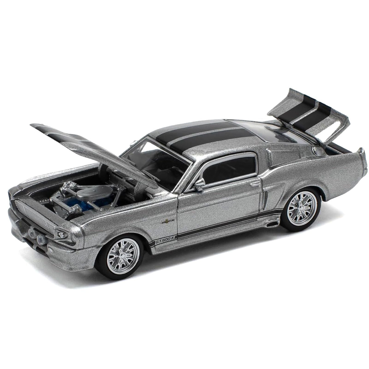 Shelby Mustang GT500 Gray Metallic with Black Stripes 1/64 Diecast Model Car by Pop Race-Pop Race-ModelCars.com
